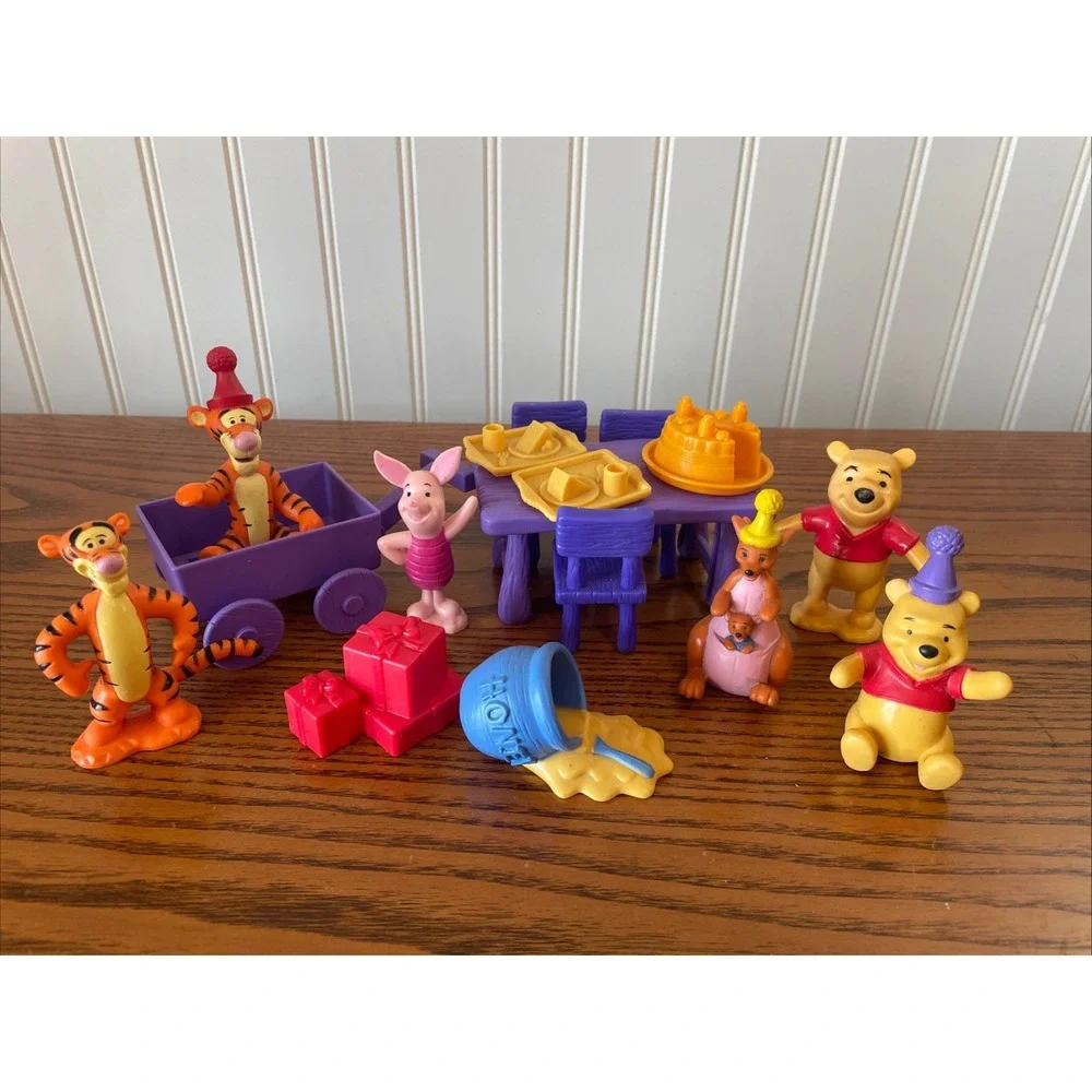 Vtg Disney Winnie The Pooh Cake Topper Set Decorations Lot Of 16pc